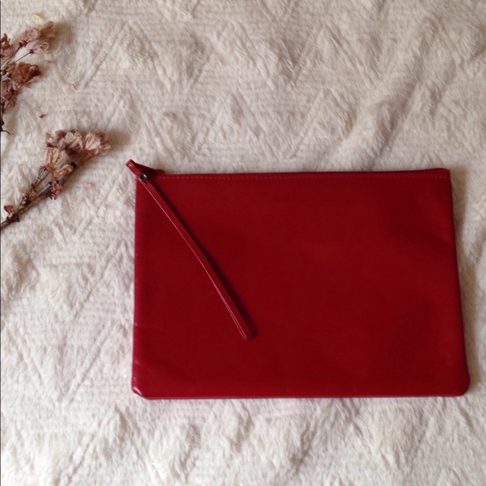 Italian Red Leather Clutch